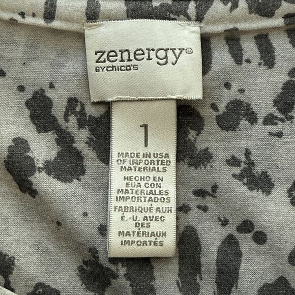 Zynergy by Chico's Gray Tone on Tone Scooped Neck, Knit Top, Medium - Picture 3 of 8